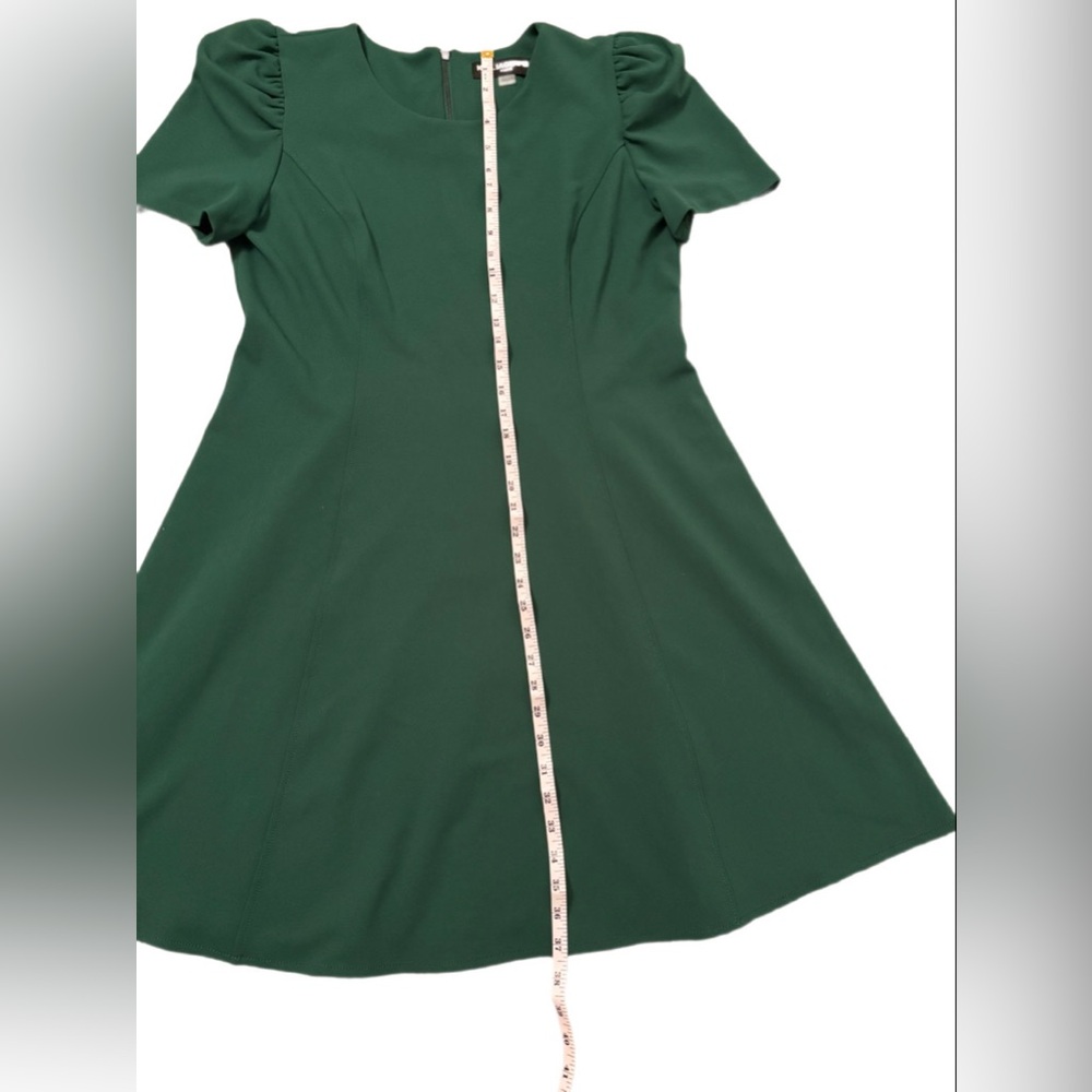 Karl Lagerfeld Paris Emerald Green Puff Sleeve Fit & Flare Dress - Size 12 - Picture 7 of 7